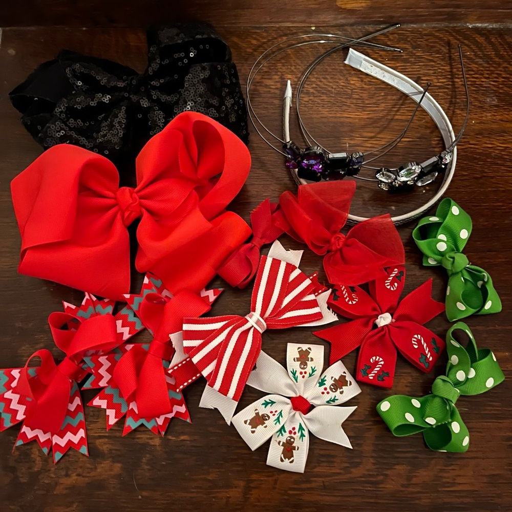 Lot of Christmas holiday bows and headbands